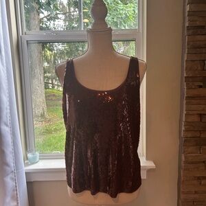 Express Sequin Brown Tank Top Size Medium NWT🤎